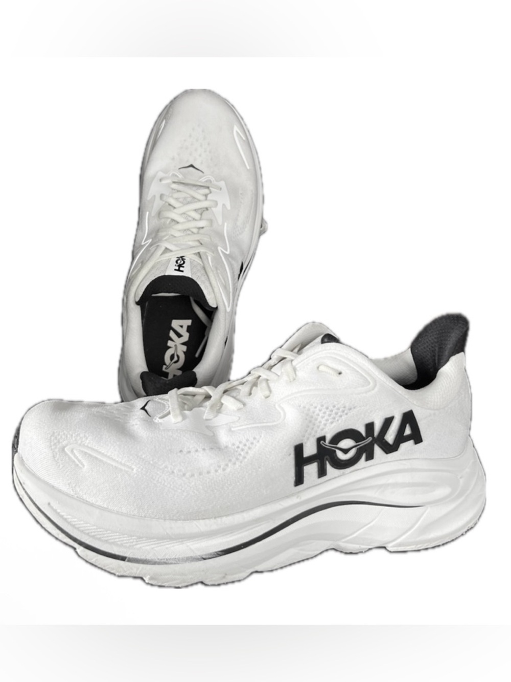 Hoka Clifton 10 Men's White Athletic Running Shoes Size 10-D, Price $75